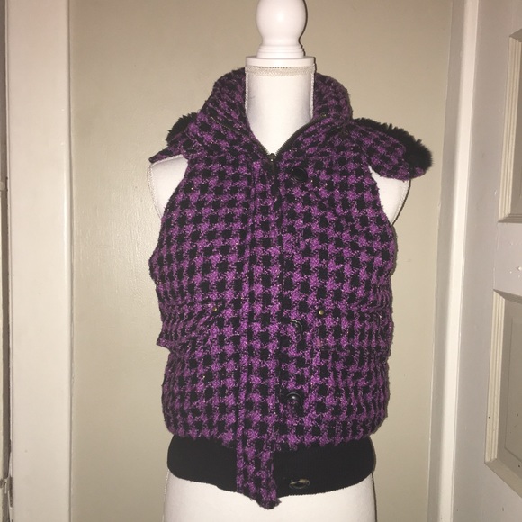 Purple houndstooth vest jacket - Picture 3 of 8