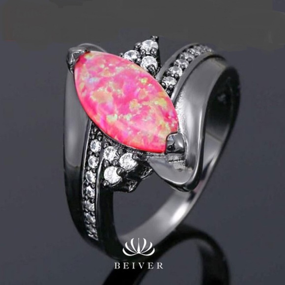 undefined Jewelry - 2.0 cttw synthetic oval fire opal ring 18k black