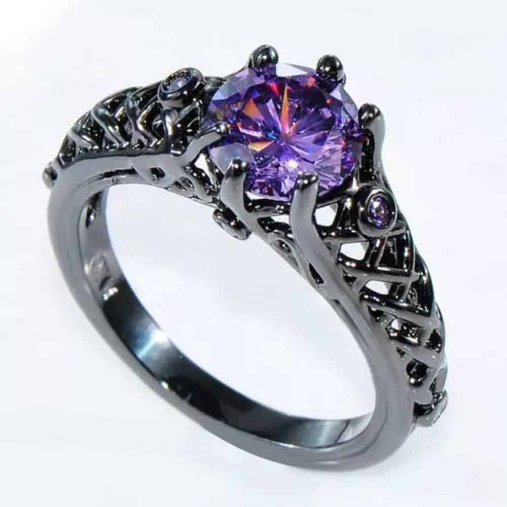 ring black gold filled cz round