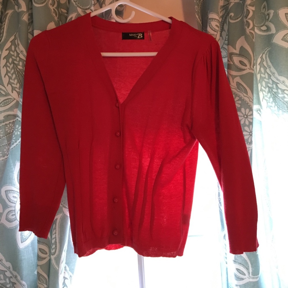 Modcloth cropped fitted red cardigan