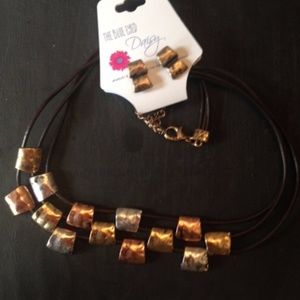 Antiqued Copper, Gold and Silver Necklace