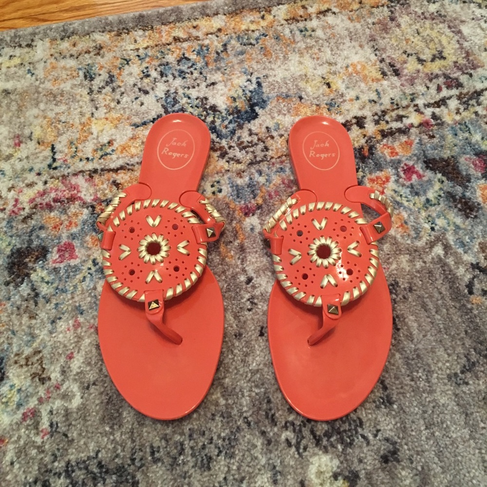 Jack Rogers Georgica Jelly in coral & gold