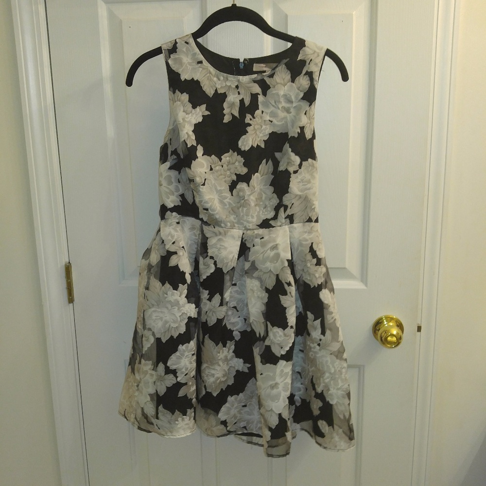 Forever 21 Floral Black/White/Gray Dress