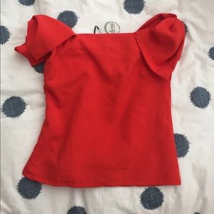 Off the shoulder bow sleeve top