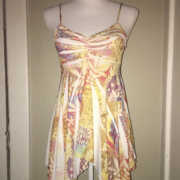 Multicolored yellow babydoll tank top - Picture 1 of 3