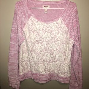 Pink and lace pull over sweater