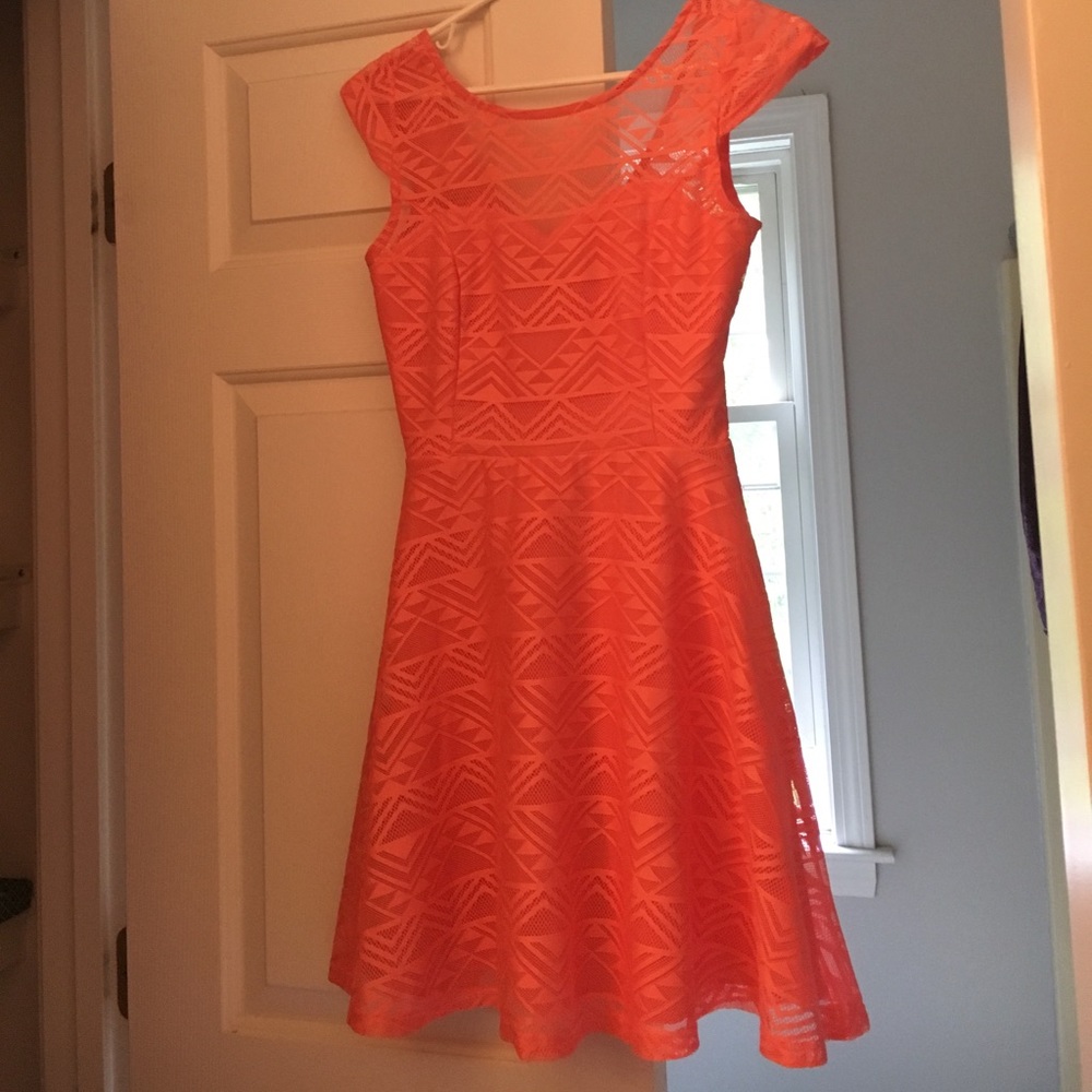 Coral crochet dress