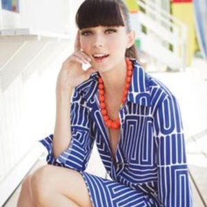 Trina Turk Navy Print Shirt Dress
