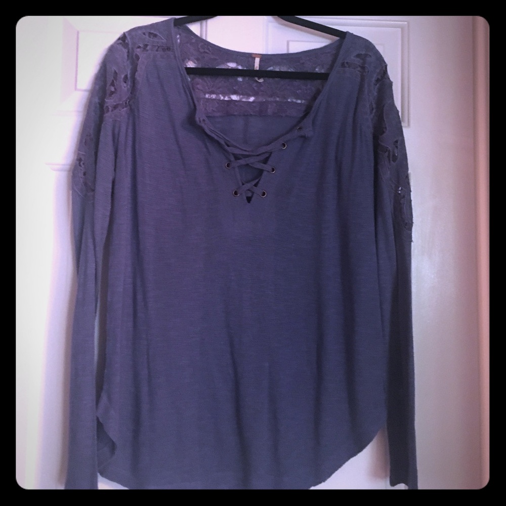 Free people long sleeve lace detail
