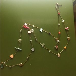 Long multi-colored bead necklace