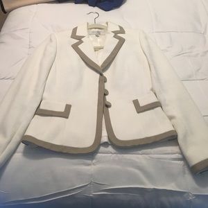 Tan and White Women's Business Suit