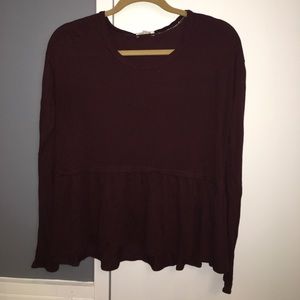 Maroon Aritzia top with peplum bottom