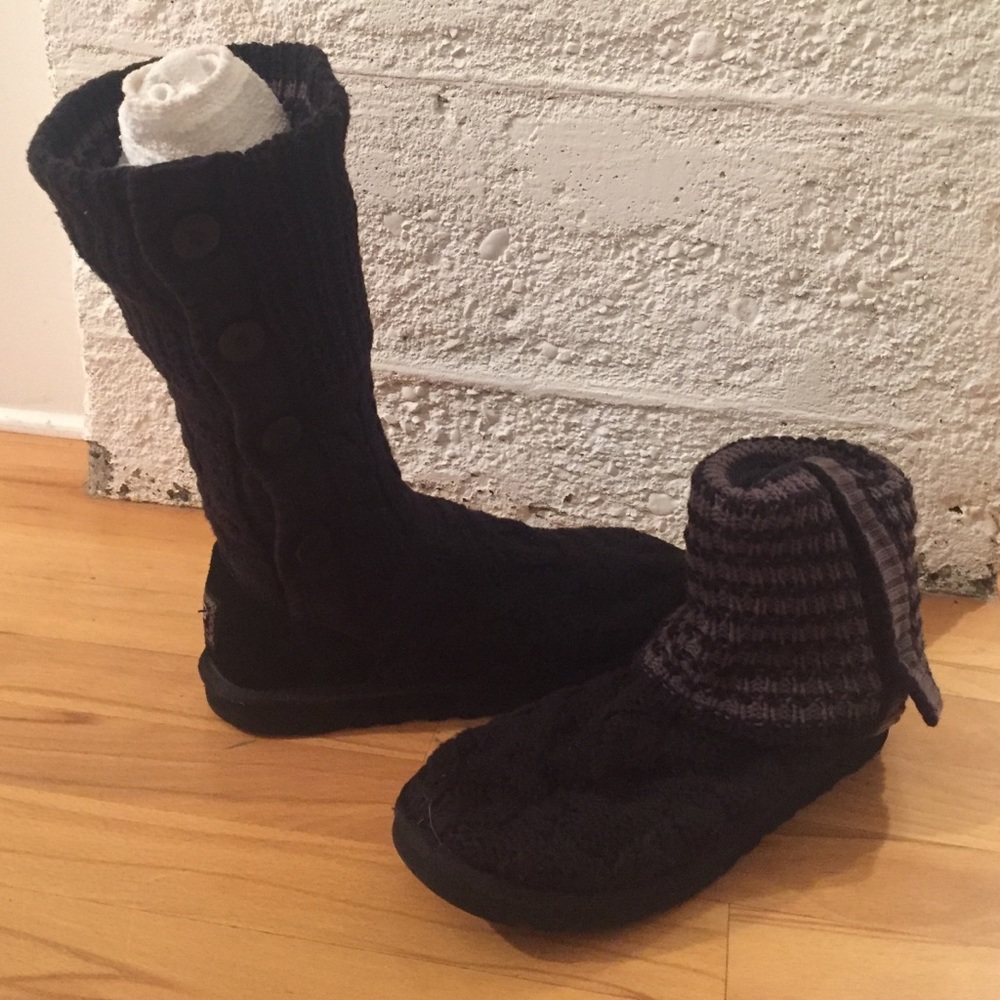 Black UGG cardigan sweater boots