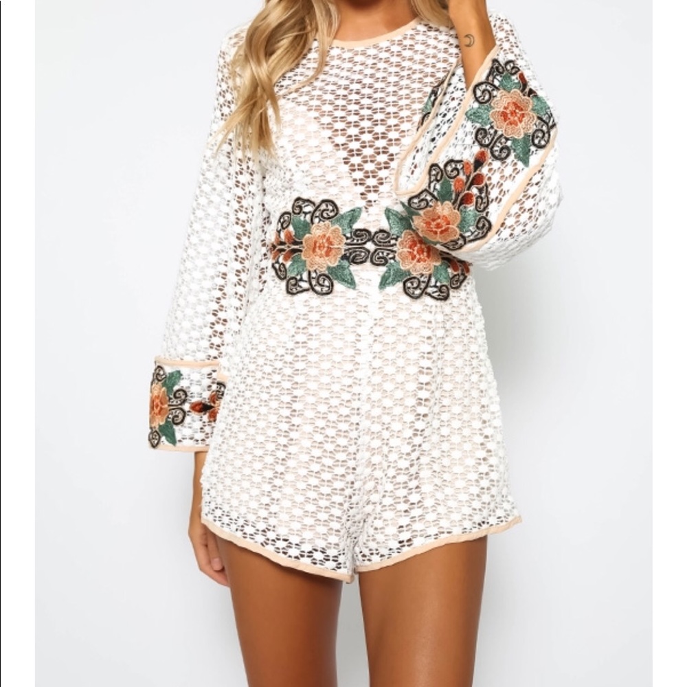 Lace and embroidery romper