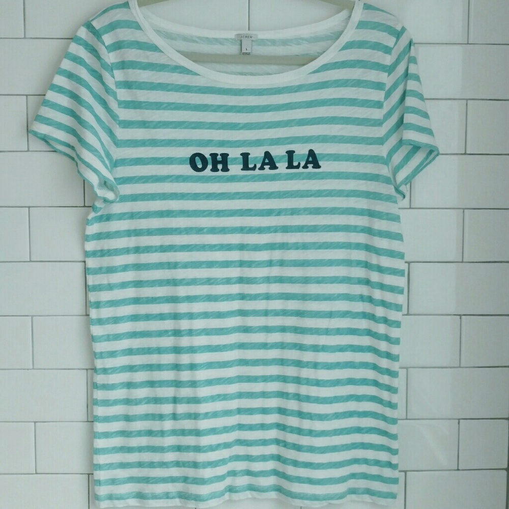 J. Crew Striped Oh La La T-shirt