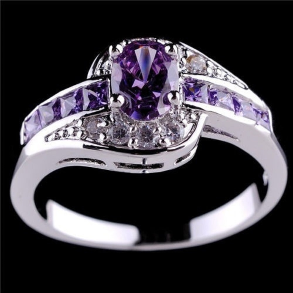 ring purple cz sterling silver