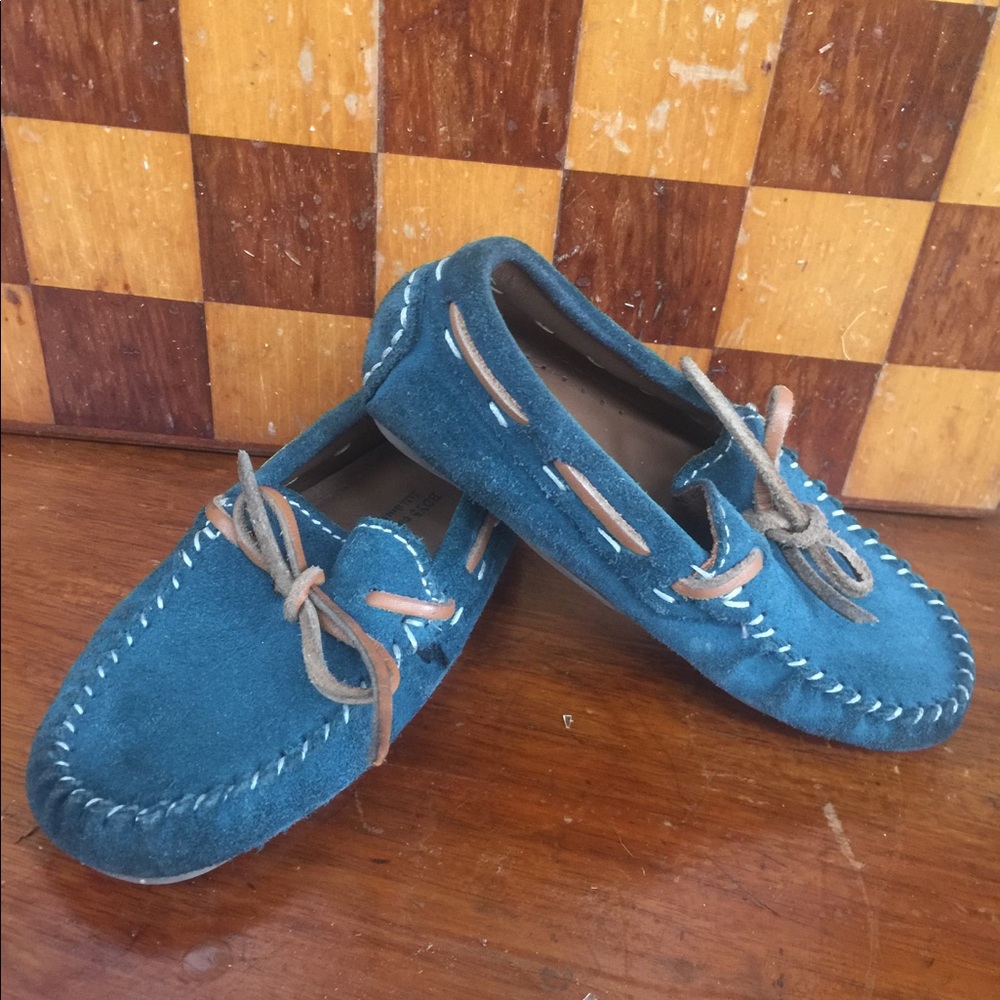 Zara boys dark teal Suede loafer shoes