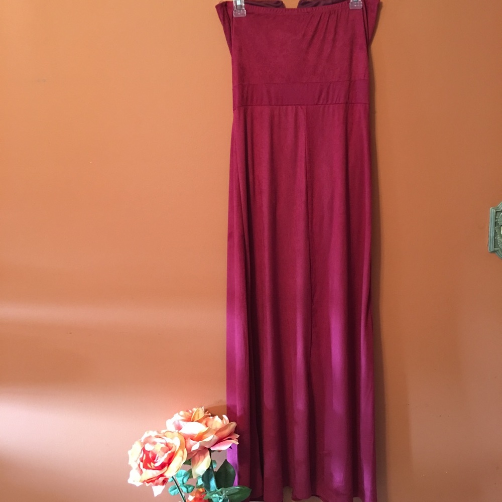 Faux Suede Bodysuit Maxi Dress in Blush - Picture 3 of 5