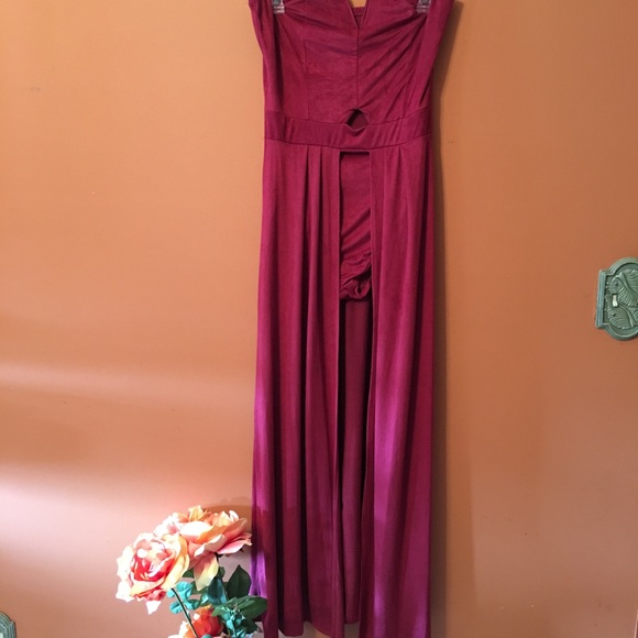 Faux Suede Bodysuit Maxi Dress in Blush - Picture 4 of 5