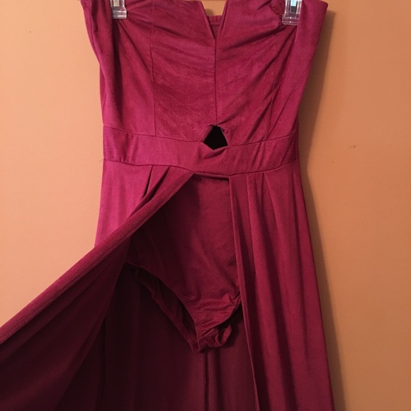 Faux Suede Bodysuit Maxi Dress in Blush - Picture 5 of 5