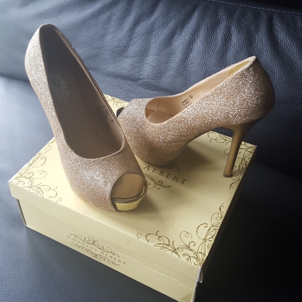 Gold Glitter Platform Stiletto 4.5 in