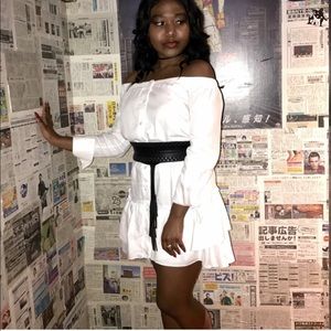 BCBGMAXAZRIA "Aiyana" off the shoulder white dress