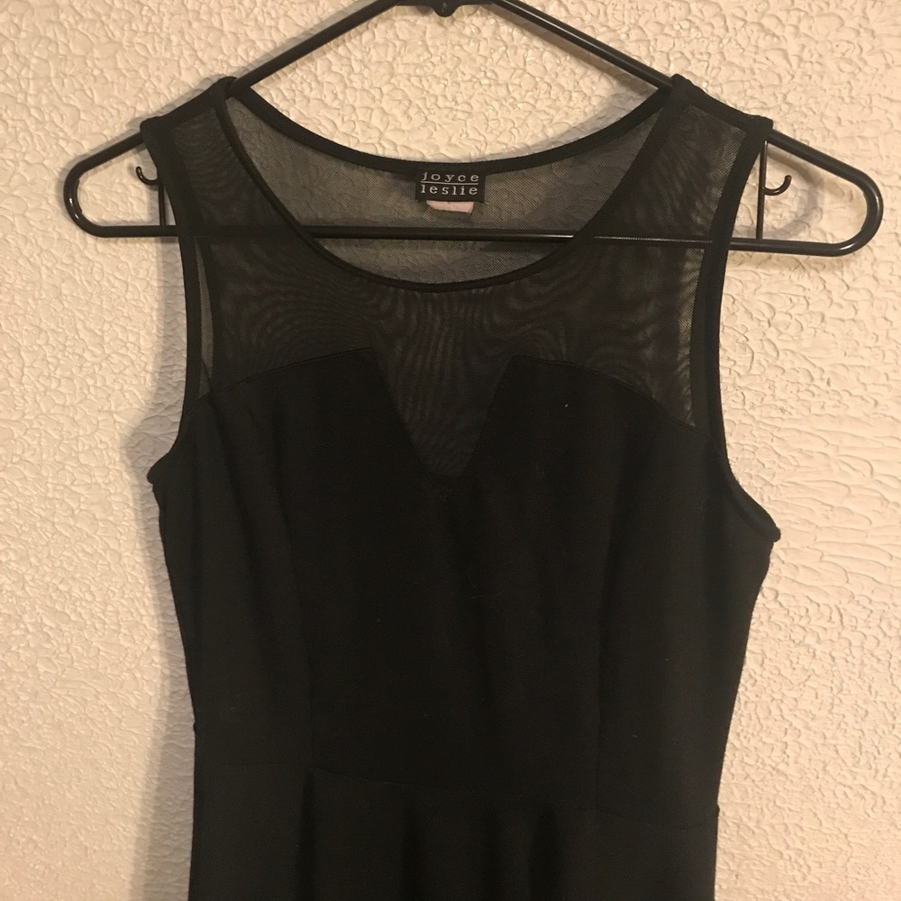 Little black dress- mesh v cut