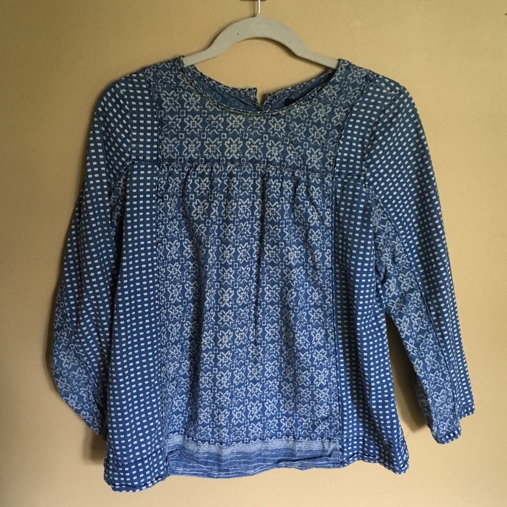 J Crew Denim peasant blouse.
