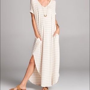 NWOT Oversized relaxed fit stripped maxi