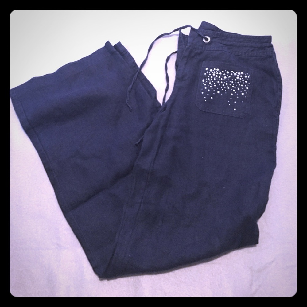 Blue Linen Pants