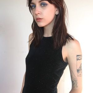 Classic 90s Sparkly Stretchy Black Mini Dress