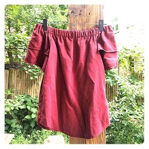 Off-the-shoulder Maroon Top // H&M