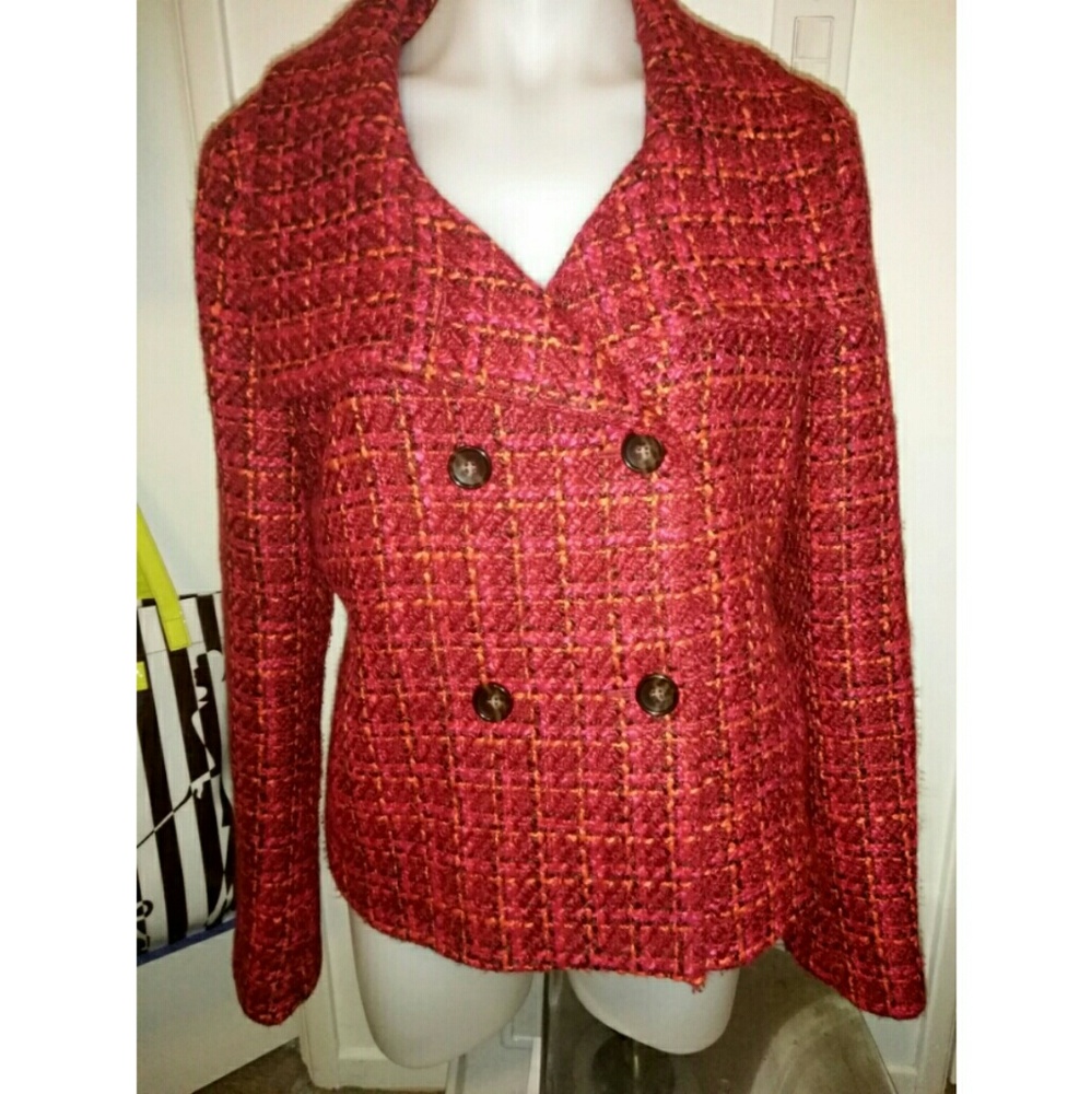Talbots Red Wool Coat Short Fall and Winter Sz 12