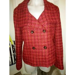 Talbots Red Wool Coat Short Fall and Winter Sz 12