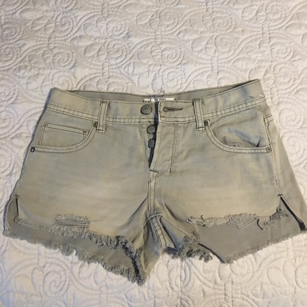 Free people Grey Denim distressed shorts