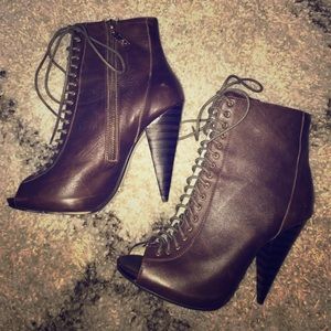 Matiko Brown Ankle Peep Toe Boots