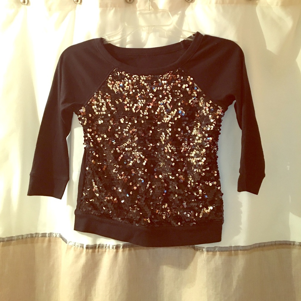 Black 3 quarter length sleeve top size 10 justice