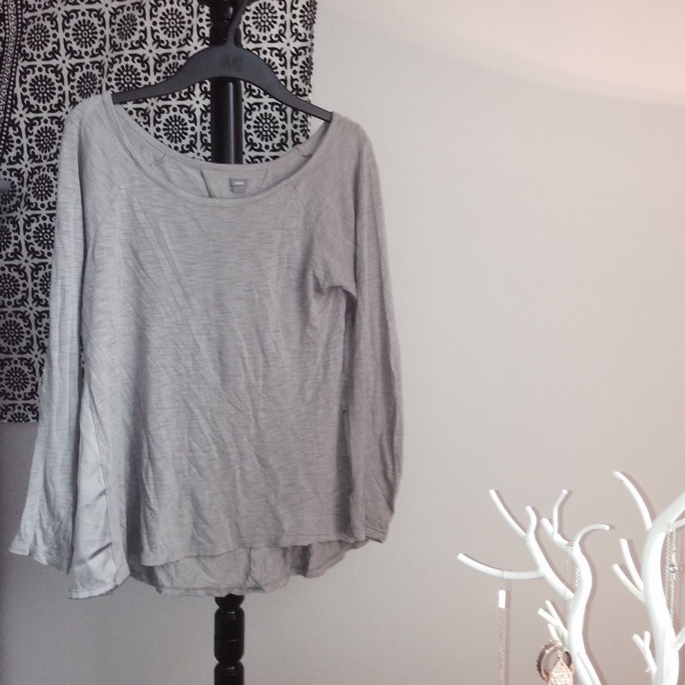 Aerie Gray Silk Long Sleeve