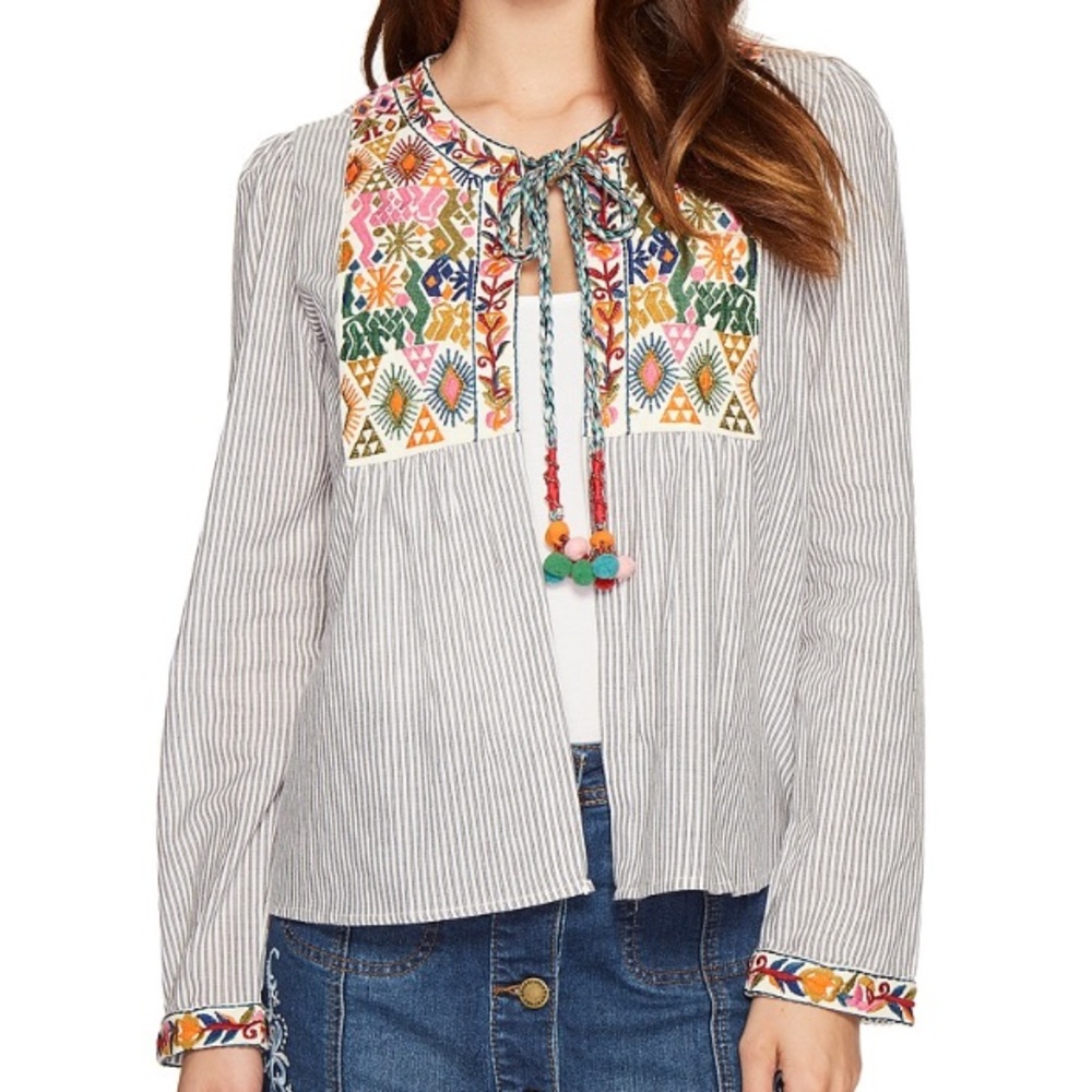 FASHION STATEMENT EMBROIDERED LIGHTWEIGHT JACKET