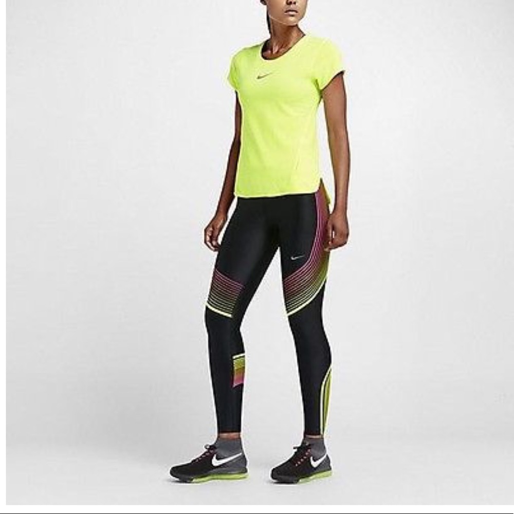 RARE NIKE-POWER-SPEED TIGHTS Volt. WOMENS SMALL🌈