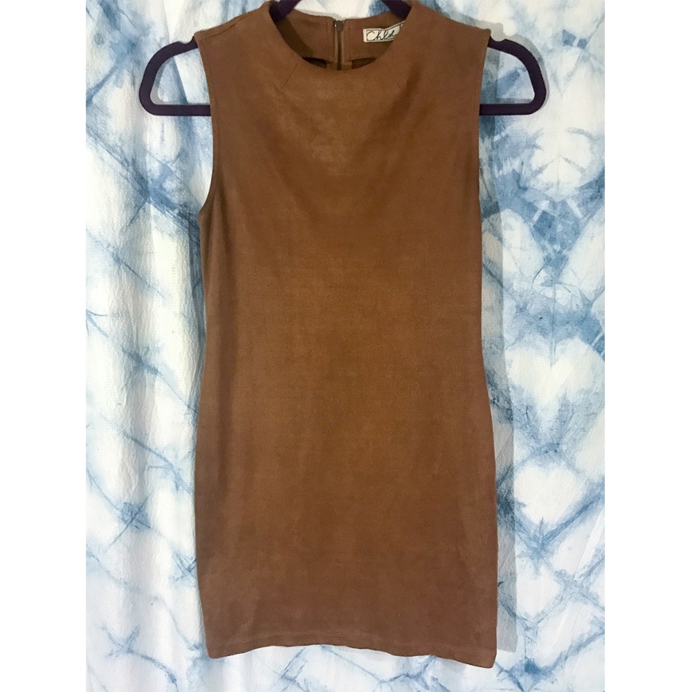 Chloe K brown, suede mini dress