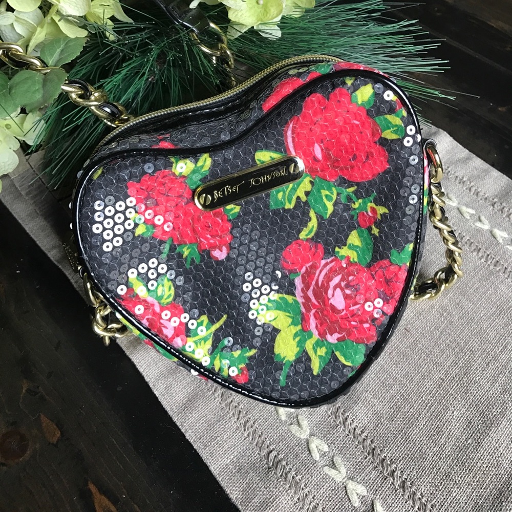 Like new betsey Johnson heart roses bag