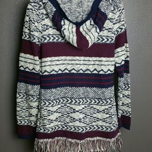 NWOT Say What? Brand Hooded Multi Color Sweater L