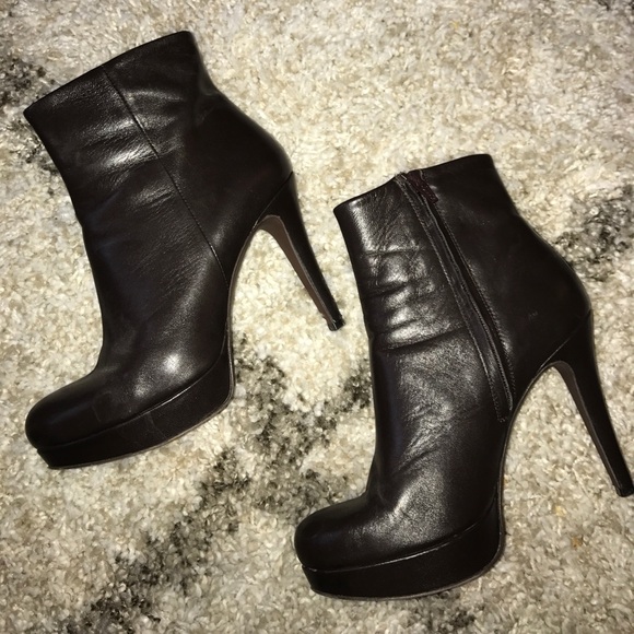 Barney's Brown Leather Platform Ankle Boots - Picture 2 of 8