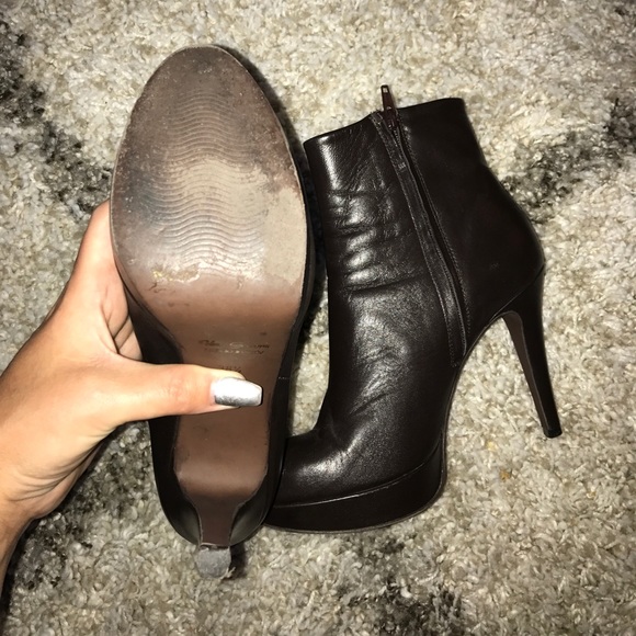 Barney's Brown Leather Platform Ankle Boots - Picture 5 of 8