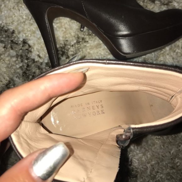 Barney's Brown Leather Platform Ankle Boots - Picture 7 of 8