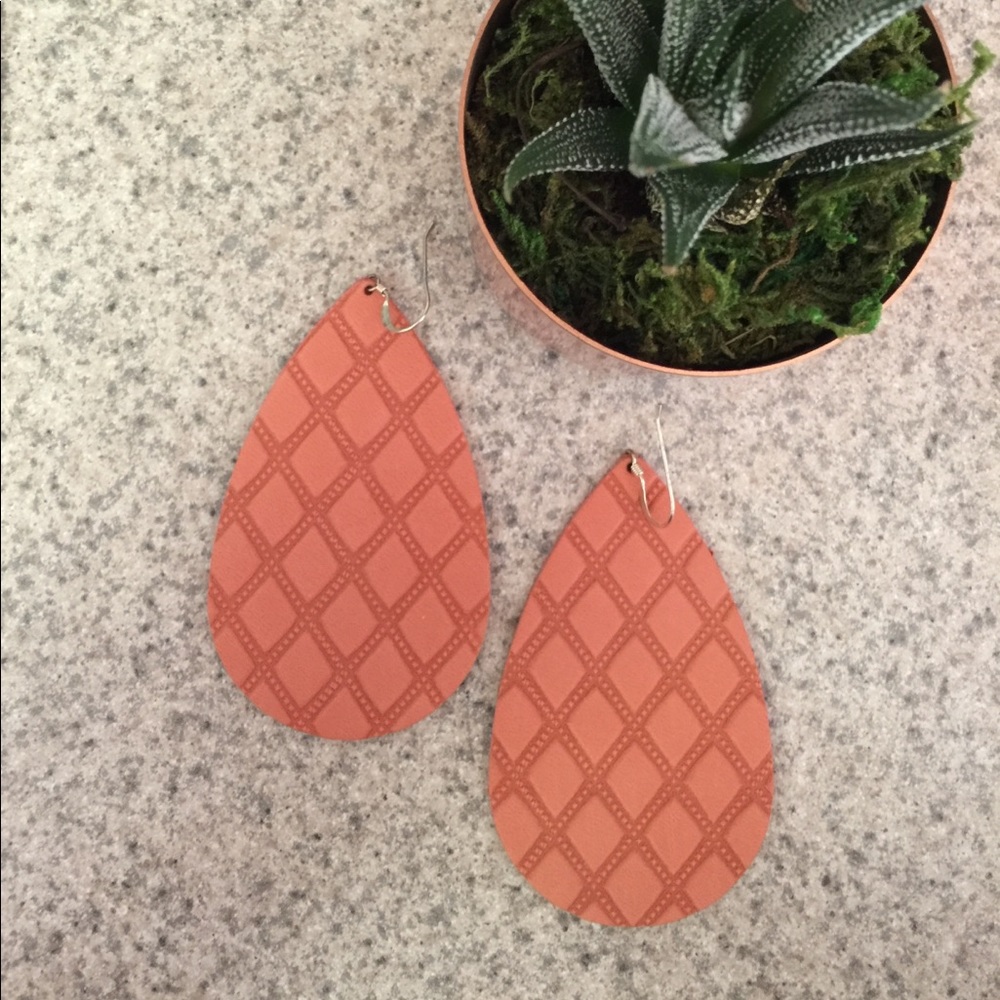 Nickel & Suede Coral Embossed Leather Earrings