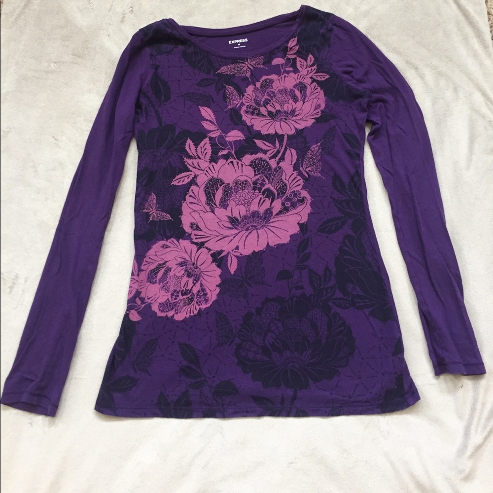 Express Long Sleeve Shirt With Floral Print Front