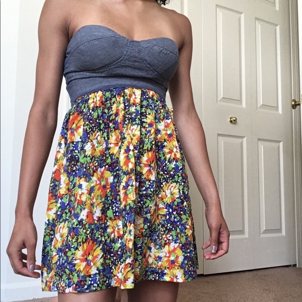 Strapless Floral Dress