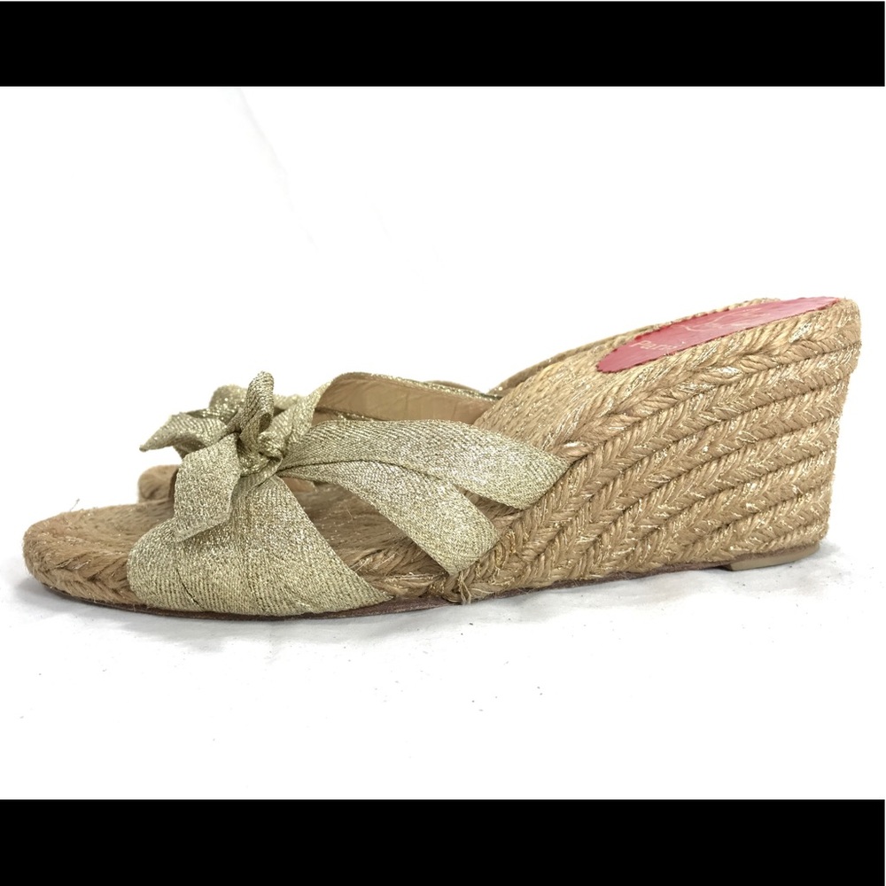 Christian Louboutin Espadrille Gold Bow Wedges